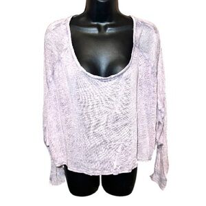 We The Free Oversized Lilac Scoop Neck Dolman Wash Sweater